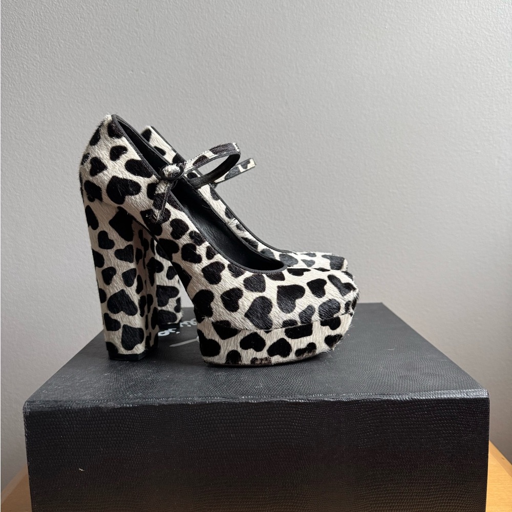 Alice + Olivia Black and White Heeled Mary Jane Shoes